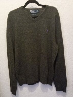 Polo by Ralph Lauren Olive Green V-Neck Sweater